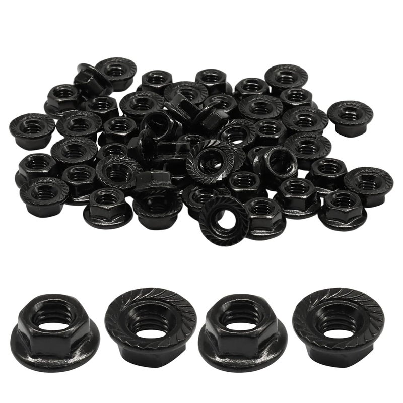 Dijedev M5/0.8mm Serrated Flange Hex Nuts, 50Pcs Hexagon Flange Nuts, 304 Stainless Steel 18-8, Full Thread, Hex Drive, Bright Finish(Black) - Image 1